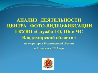 Анализ деятельности центра фото-видеофиксации ГКУВО Служба ГО, ПБ и ЧС Владимирской области