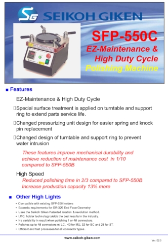 SFP-550C EZ-Maintenance & High Duty Cycle Polishing Machine Features