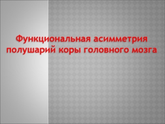 Функциональная ассиметрия полушарий коры головного мозга