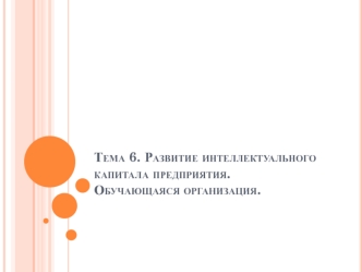 Развитие интеллектуального капитала предприятия. Обучающаяся организация