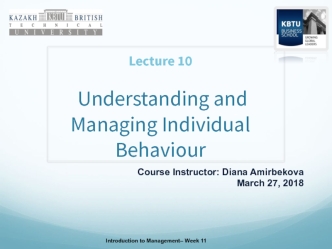 Understanding and Managing Individual Behaviour