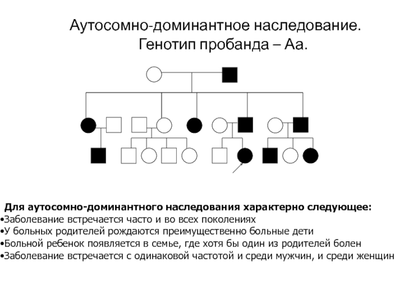 Аутосомно доминантный тип наследования презентация