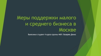 Меры поддержки малого и среднего бизнеса в Москве