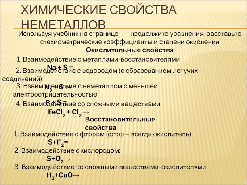 Обобщение по теме неметаллы и их соединения 9 класс презентация