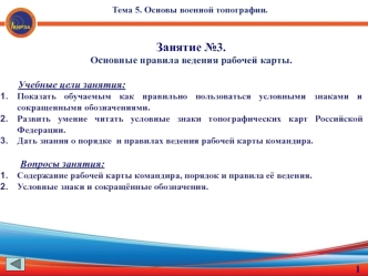 Основы военной топографии. Правила ведения рабочей карты