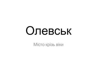 Місто Олевськ