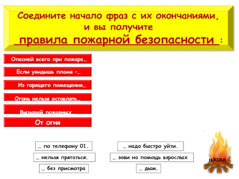 Правила пожарной безопасности презентация викторина