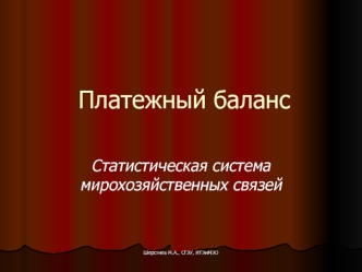 Платежный баланс Статистическая система мирохозяйственных связей