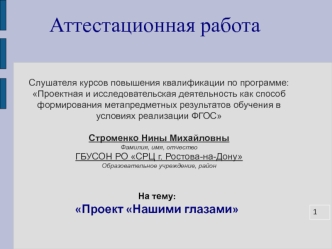 Аттестационная работа. Проект Нашими глазами