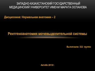 Рентгеноанатомия мочевыделительной системы