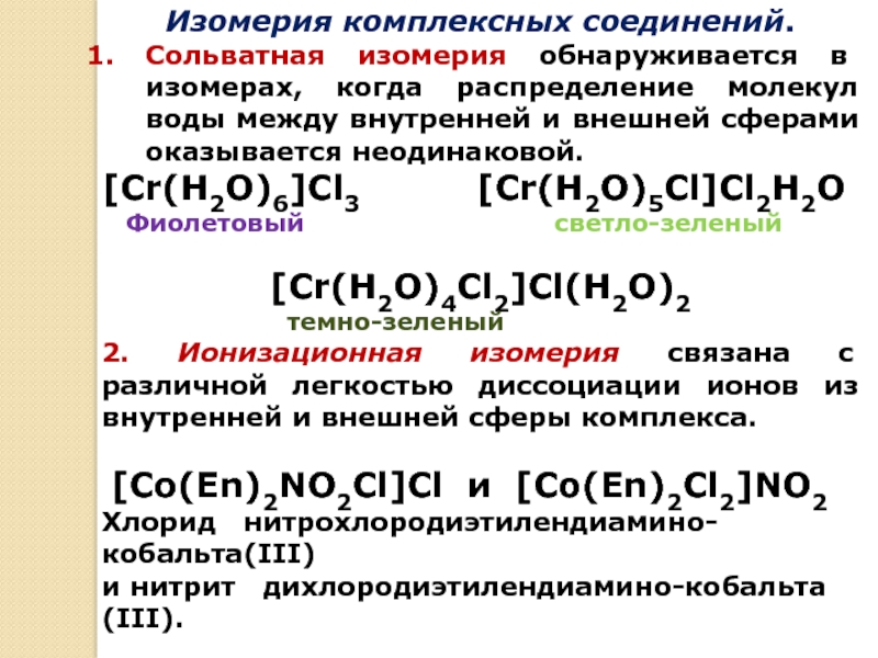 Презентация комплексные соединения химия 11 класс