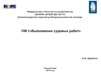 Выполнение судовых работ. Рангоут и такелаж судна