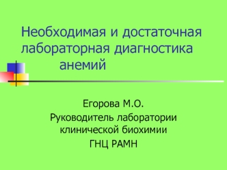 Необходимая и достаточная лабораторная диагностика анемий