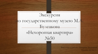 Экскурсия по государственному музею М.А.Булгакова Нехорошая квартира №50