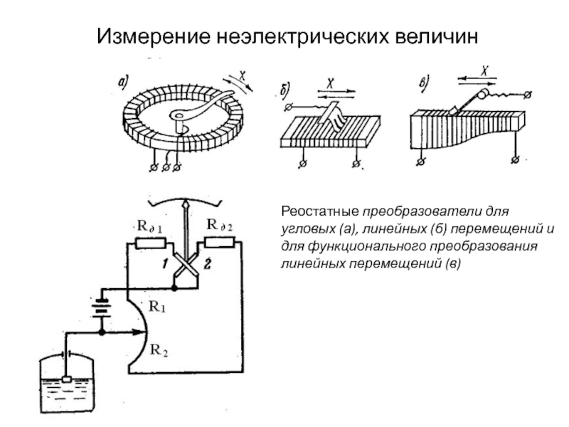 Основные измерительные схемы для реостатных датчиков перемещений