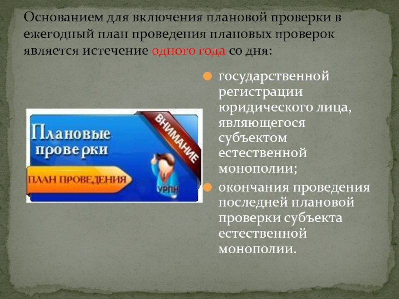 Какие основания служат для включения плановой проверки в ежегодный план проведения плановых проверок