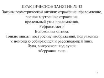 Законы геометрической оптики: отражение, преломление, полное внутреннее отражение, предельный угол преломления