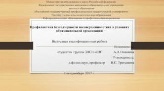 Профилактика безнадзорности несовершеннолетних в условиях образовательной организации