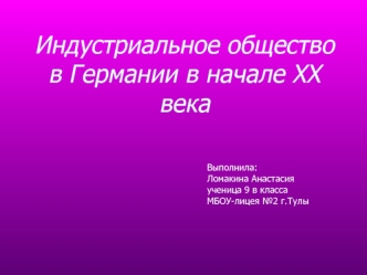 Индустриальное общество в Германии в начале XX века