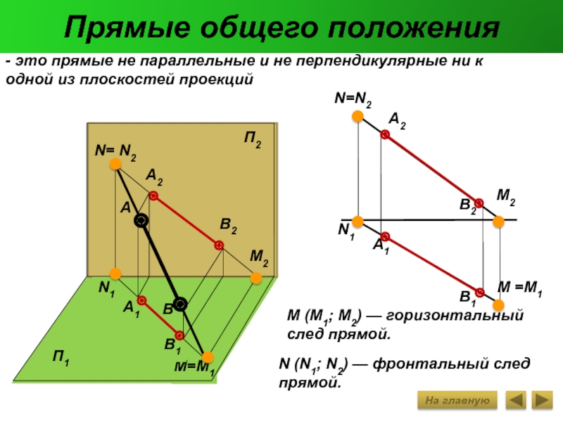 Прямые общего положения показаны на рисунках