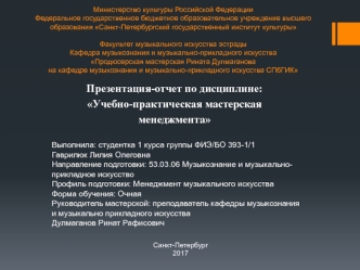 Презентация-отчет по дисциплине: Учебно-практическая мастерская менеджмента