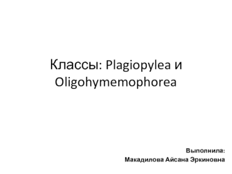 Классы: Plagiopylea и Oligohymemophorea