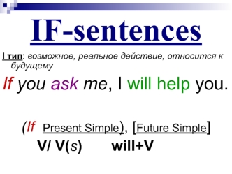 Типы условных предложений. IF-sentences