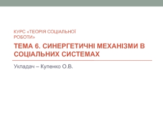 Синергетичні механізми в соціальних системах