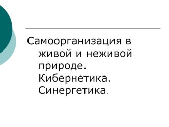 Самоорганизация в живой и неживой природе. Кибернетика. Синергетика