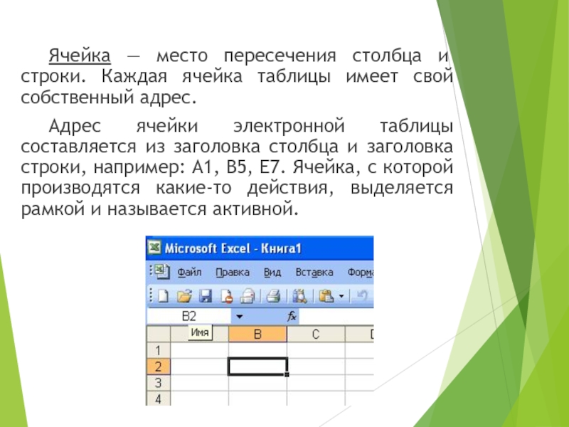 Название столбца. Место пересечения столбца и строки это. Ячейка электронной таблицы. Место пересечения столбца и строки в электронной таблице. Наименование строки и столбца.