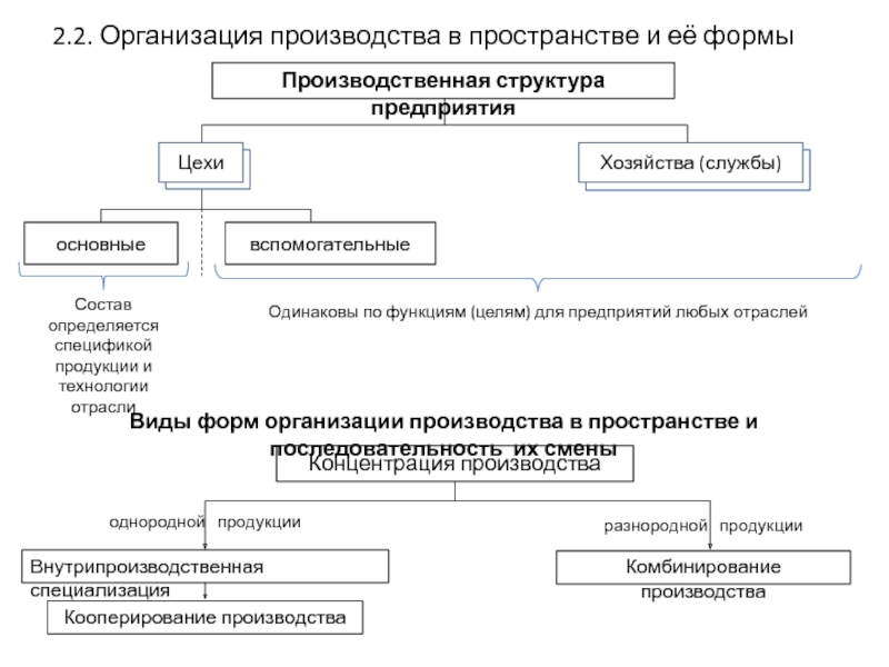 Производство предприятием однородной