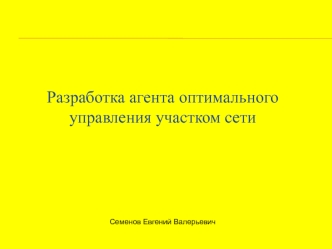 Разработка агента оптимального управления участком сети