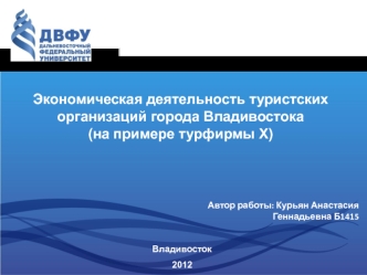 Экономическая деятельность туристских организаций города Владивостока (на примере турфирмы Х)