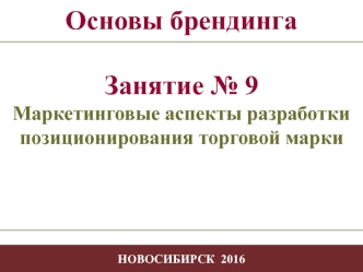 Маркетинговые аспекты разработки позиционирования торговой марки