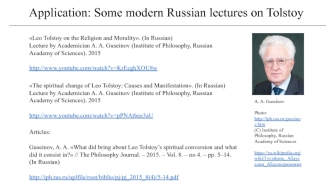 Some modern Russian lectures on Tolstoy