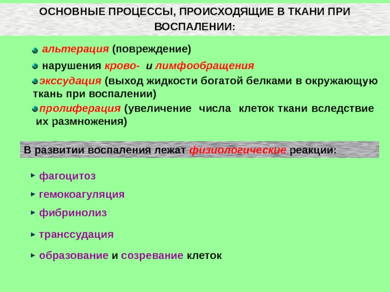 В процессе изменения происходит. Основные процессы при воспалении. Сущность основных процессов при воспалении. Основные процессы происходящие в ткани. Основных процессов при воспалении?.