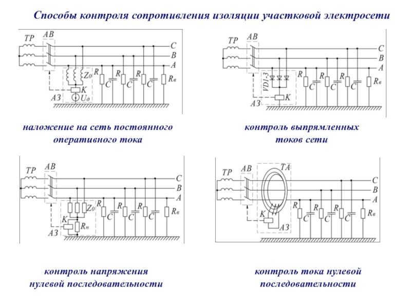 Схемы контроля изоляции цепей постоянного тока