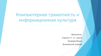 Компьютерная грамотность и информационная культура