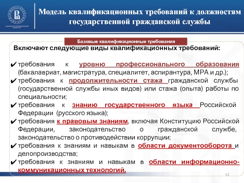 Должность в государственных органах. Квалификационные требования к государственным служащим. Модель квалификационных требований. Квалификационные требования к должностям гражданской службы. Госслужба должности требования.