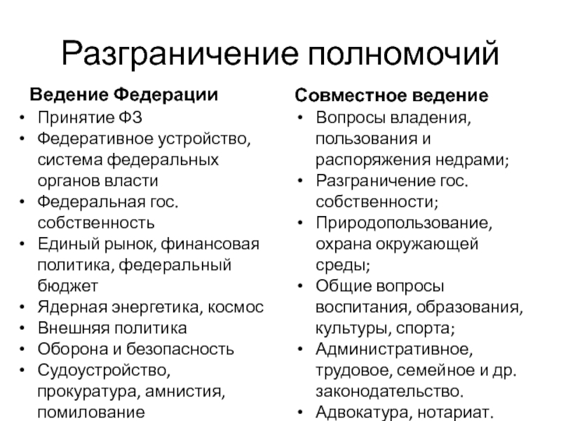 Проекты федеральных законов по предметам совместного ведения согласовываются с