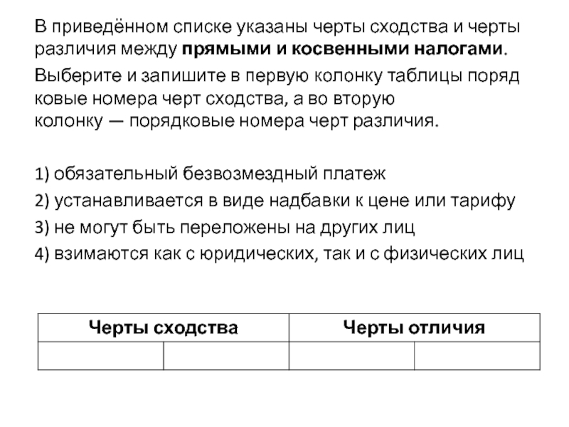 Запишите черты сходства и различия