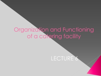 Organization and Functioning of a catering facility