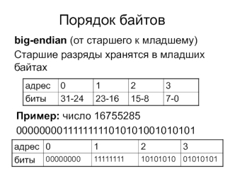 Архитектура EHVM2. Порядок байтов