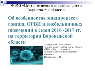 Об особенностях эпидемиологического процесса гриппа, ОРВИ и внебольничных пневмоний в сезон 2016-2017 годов