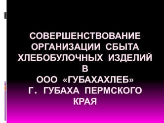 Совершенствование организации сбыта хлебобулочных изделий в ООО Губахахлеб г. Губаха Пермского края