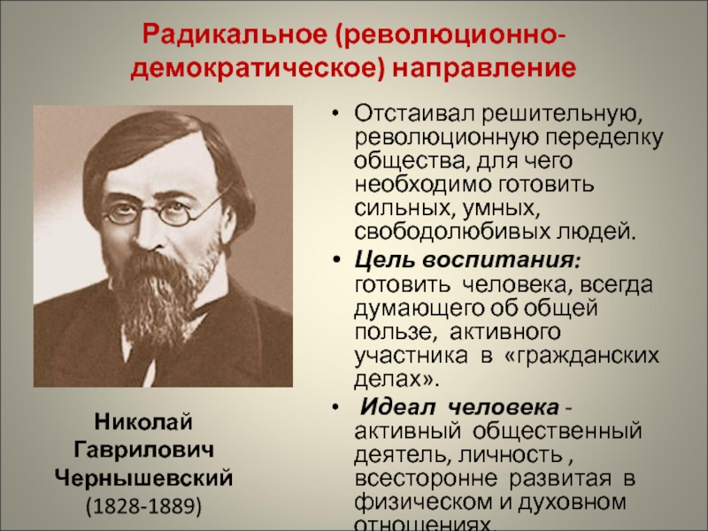 60 х гг xix в. Н Г Чернышевский политические взгляды. Н Г Чернышевский основные идеи. Радикальное (революционно-демократическое) направление. Чернышевский направление.