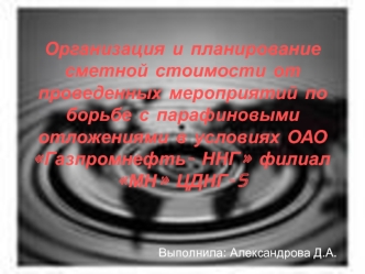 Организация и планирование сметной стоимости от проведенных мероприятий