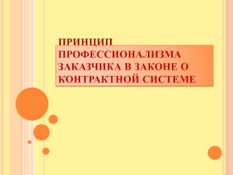 Принцип профессионализма заказчика в законе о контрактной системе