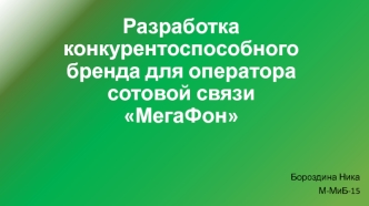 Разработка конкурентоспособного бренда для оператора сотовой связи МегаФон