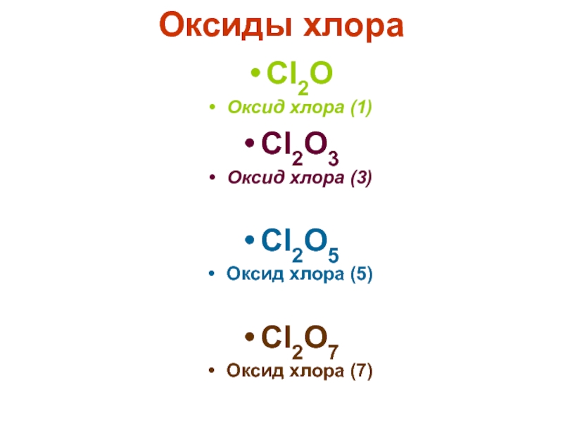 Оксид хлора 1 и водород реакция